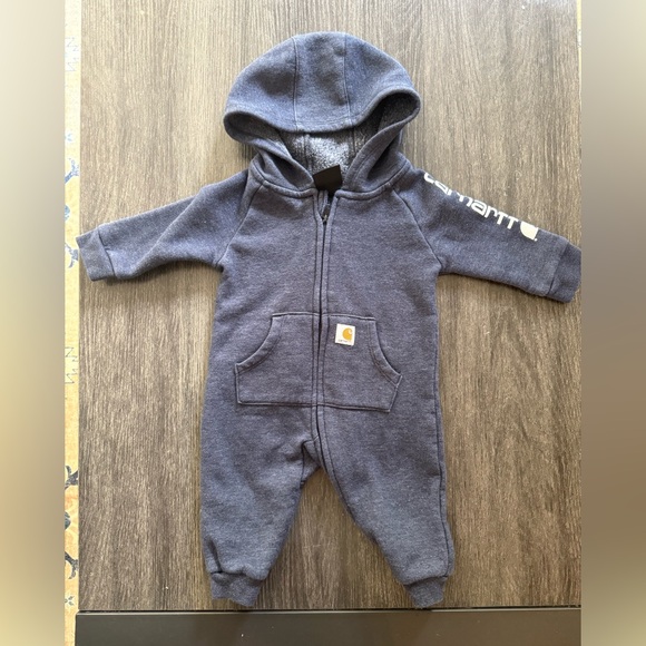 Carhartt Gray Hooded Baby Jumpsuit - Picture 1 of 3